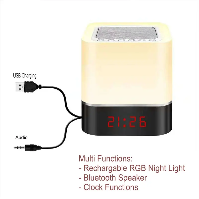 Bluetooth динамик ночные светильники Будильник MP3-плеер сенсорный контроль