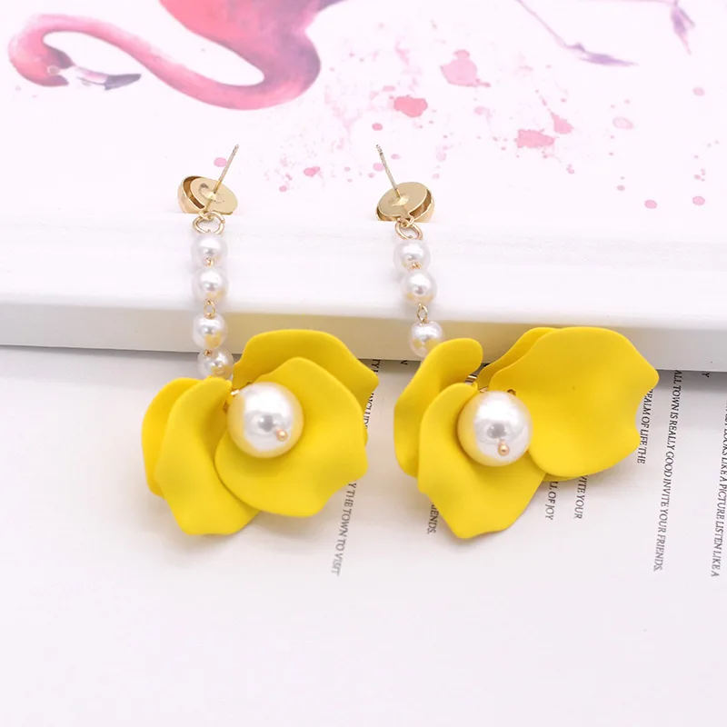 Aretes de mujer, современный стиль, дизайн, большие красные лепестки роз, серьги с кисточками, тренд, темперамент, летние корейские серьги для женщин - Окраска металла: 11