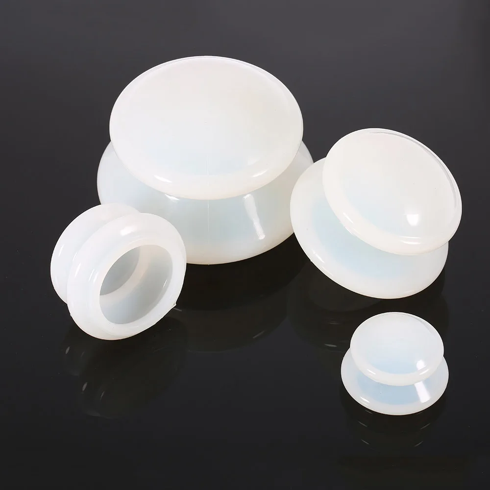 

4Pcs Silicone Vacuum Massage Cup Moisture Absorber Anti Cellulite Family Facial Body Massager Muscle Therapy Cup Set 4 Size