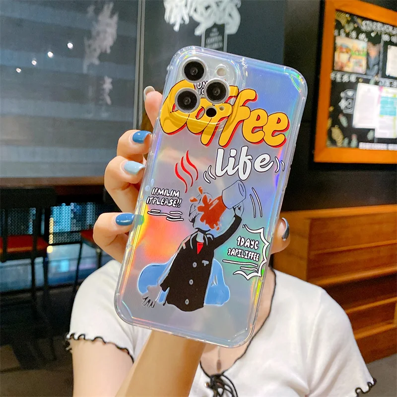 

Fashion Advanced Ins Clear Gradient Interesting Pattern Cases for iphone 12 11 Pro Max Mini XR X XS 7 8 plus Soft Back Cover