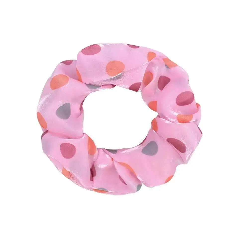 

New 9 Colors New Girls Gauzy Flower Polka Dot Scrunchies Elastic Hairbands Big Ponytail Holder Hair Bands Women Hair Accessories
