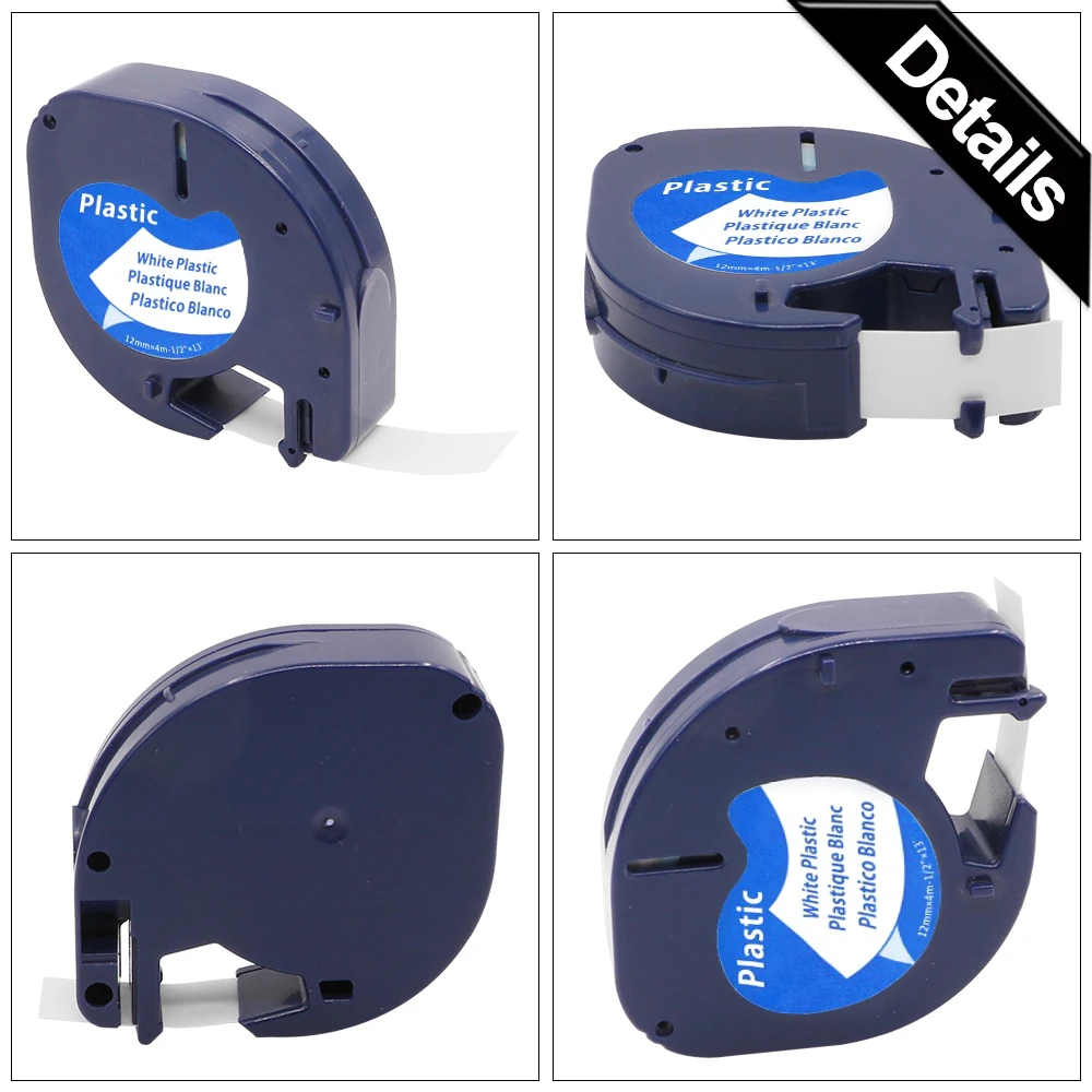 AIMO 2PK/lot Compatible DYMO Letratag plastic tape 12mm black on white LT 91201 for dymo printer | Компьютеры и офис