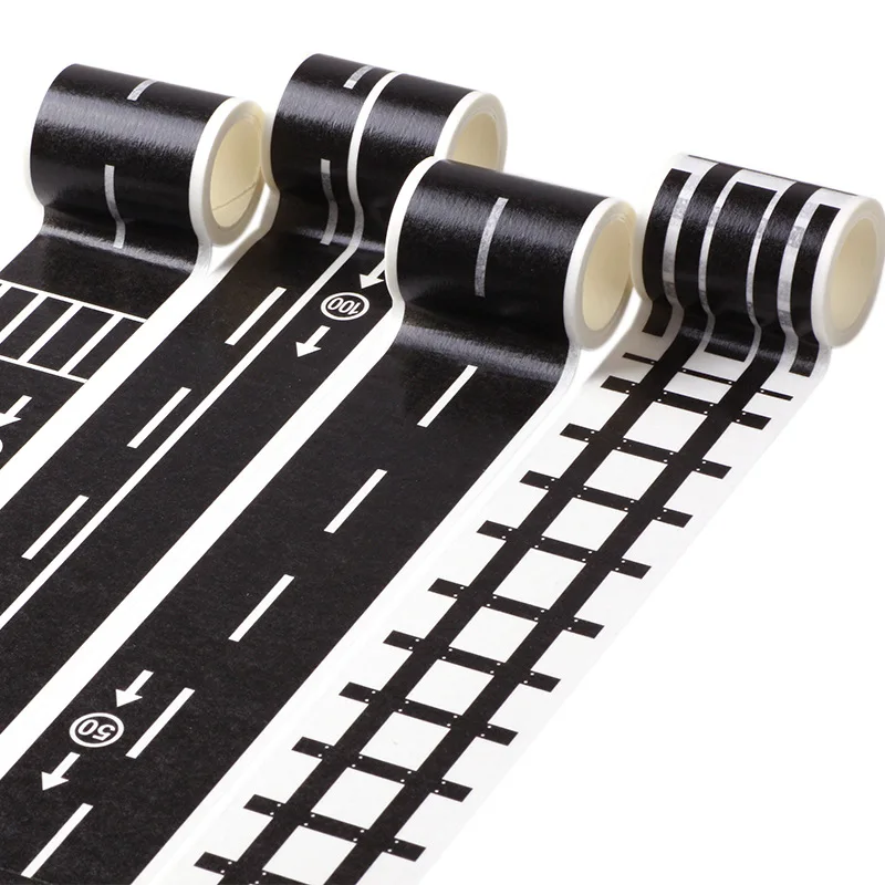 1 Pcs Railway Train Curve Design Paper Washi Tape DIY Road Traffic Adhesive Tape Scrapbooking Sticker Label Masking Tape