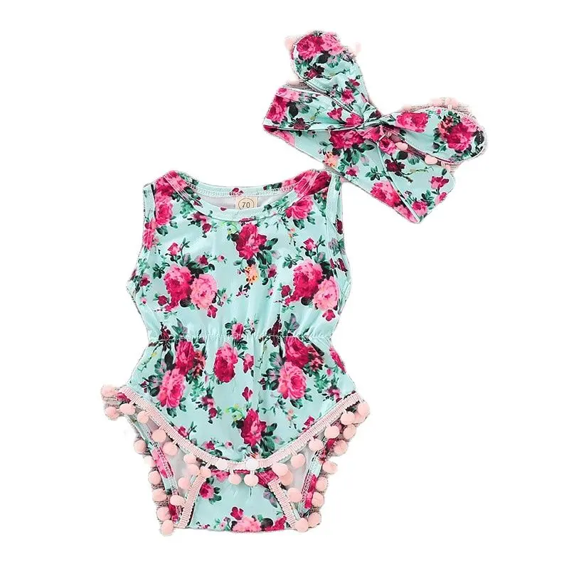

2022 Summer Baby Girl Clothes Floral Baby Bodysuit Sleeveless Newborn Baby Clothes Set 0 6 months Toddler Girl Jumpsuit