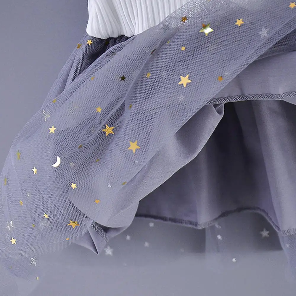 Фатиновое платье с короткими рукавами и блестками для маленьких девочек летнее