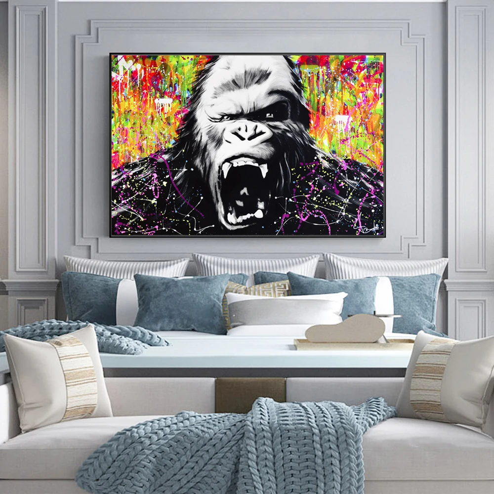 Граффити улица настенная Картина на холсте злые гориллы плакаты и принты