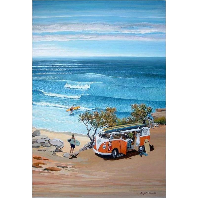 

DIY 5D Full Diamonds Embroidery square Diamond Painting Cross Stitch Kits Diamond Mosaic Van by the sea icon Home Decoration