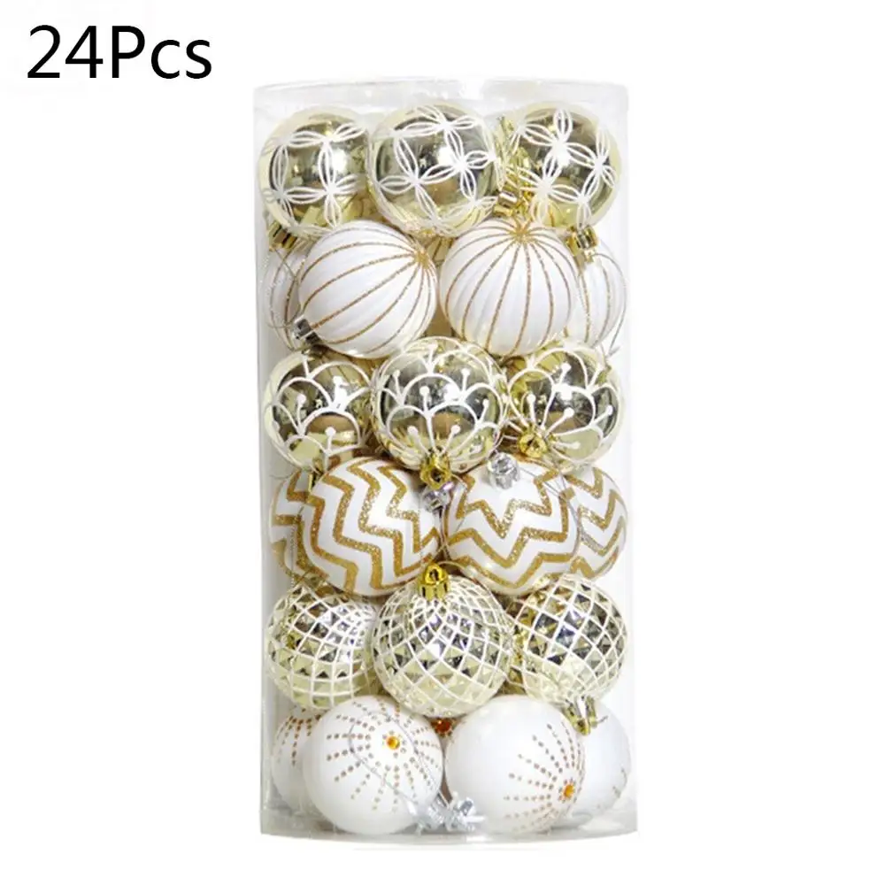 Смешанные Рождественские елочные украшения из белого золота 24 шт. шары для