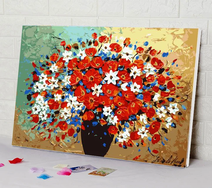 DIY картина маслом по номерам цветы картины холст живопись для гостиной стены