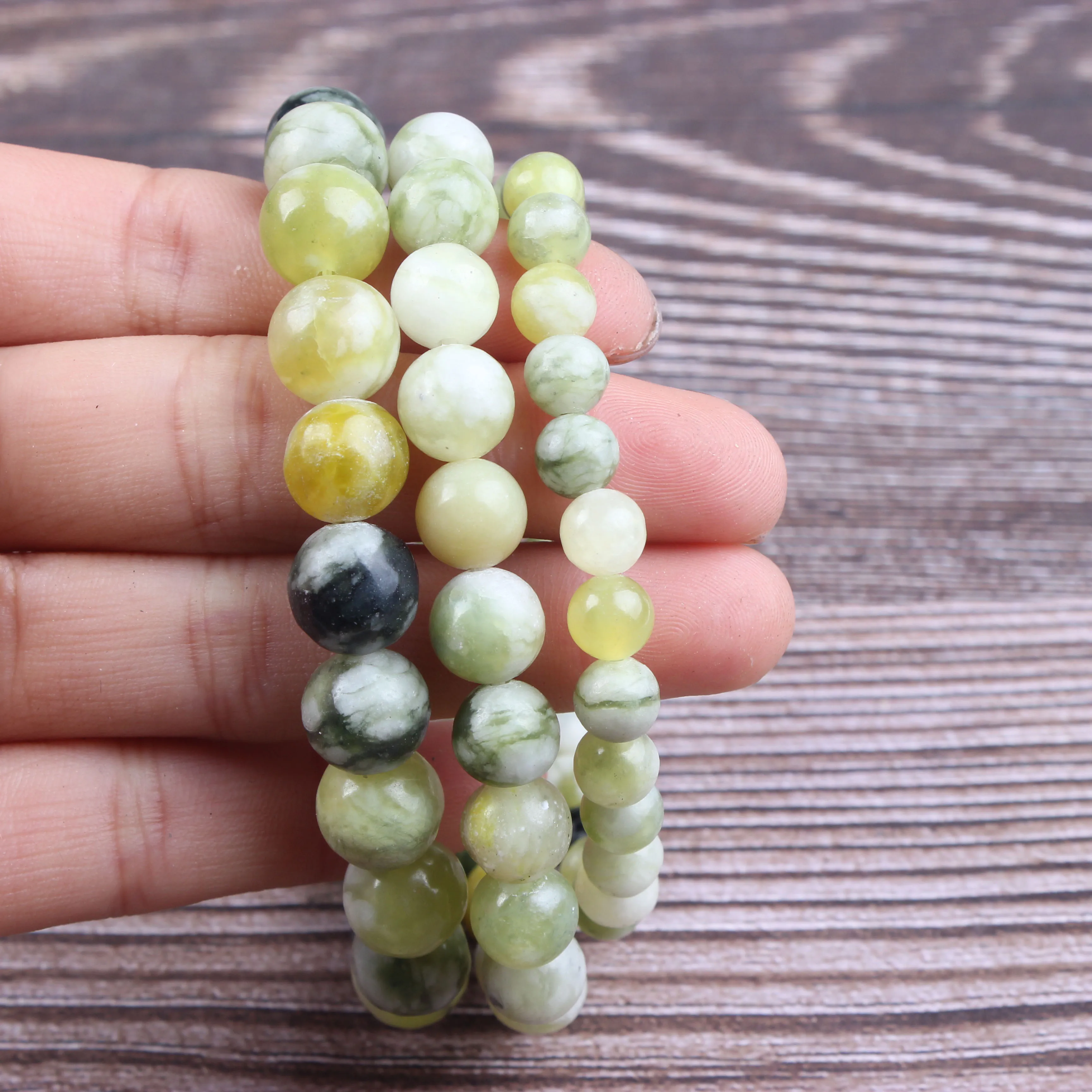 

5A Natural Stone Bracelet China White Green Jade Round Loose Beads Jewelry Couple Women Man Gemstone Gift Handmade Bracelets