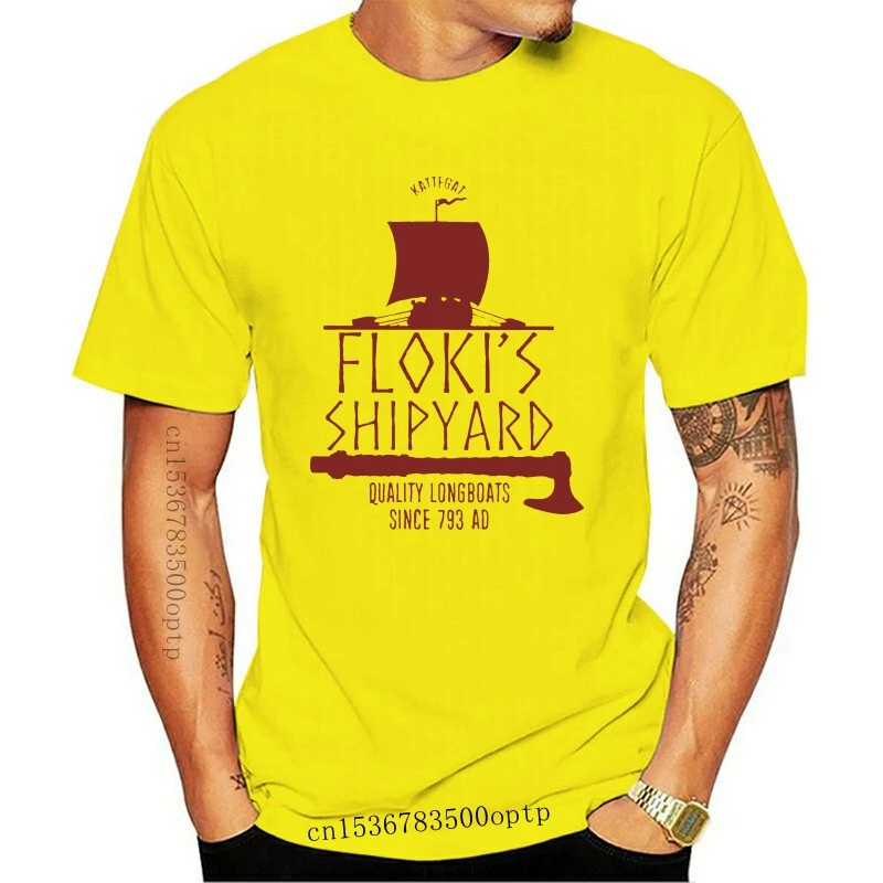 

New Floki's Ship Tee Shirt For Men Unique Design Viking Custom T Shirt Short Sleeve 100% Cotton Big Size Cotton T-shirt
