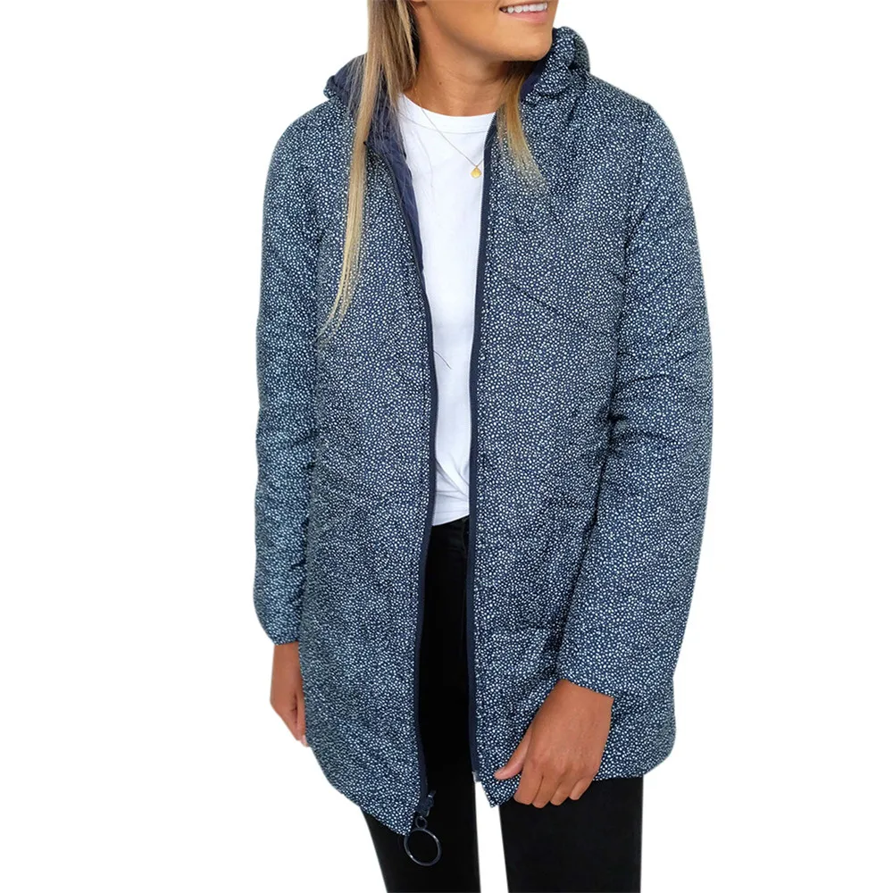 

Womens Coat Loose Leopard Printed Hooded Zipper Down Jacket Coats Casual Streetwear Outerwear Wear on both side