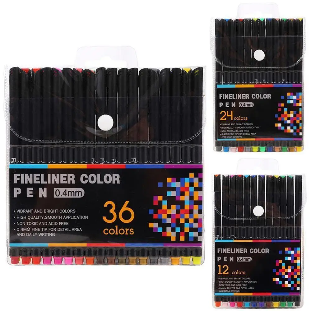 

12/24/36colors/Box Watercolor Pen Set Student Color Drawing Painting Sketch Art 0.4mm Hook Pen Line Stroke Supplies Pen