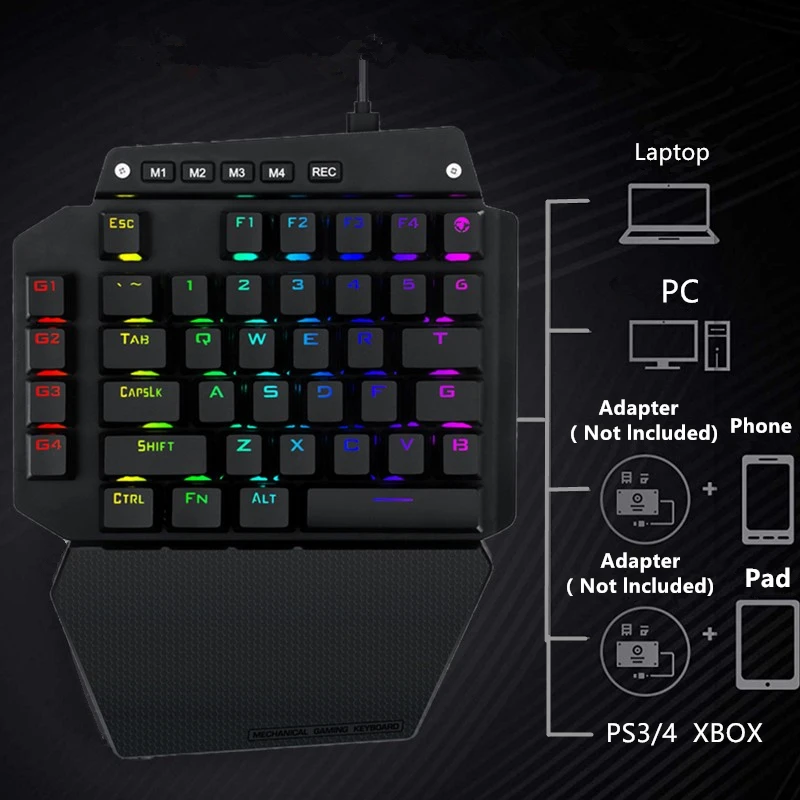 K700 односторонняя Механическая игровая клавиатура RGB светодиодный черный