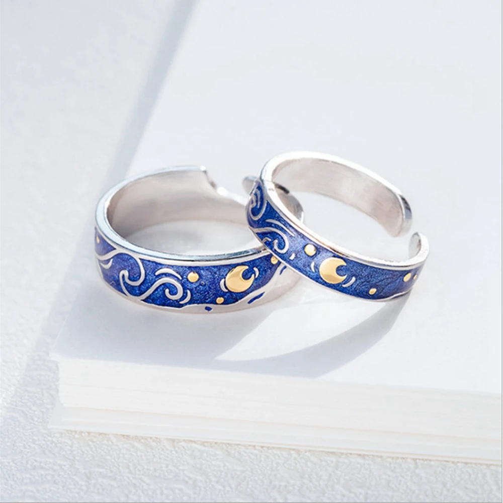 

New fashion Van Gogh style Couple ring, romantic style Adjustable alloy rings