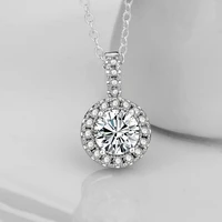 natural diamond necklaces pendants 925 sterling silver round necklaces for female romantic wedding jewelry gift with chain