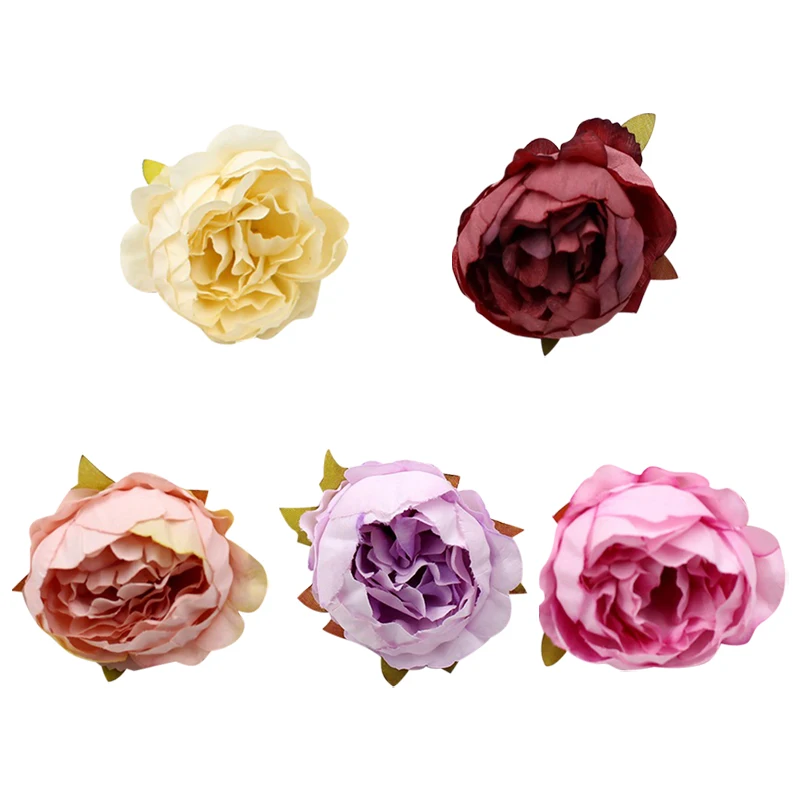 

10 шт./компл. искусственные розы в европейском стиле, поделки своими руками, домашний декор, искусственные шелковые пионы, розы, цветочные гол...