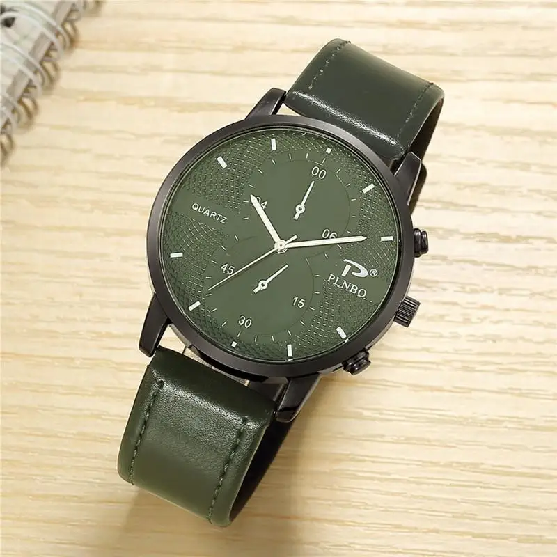 

Green Business Wrist Watch Men Watches Famous Brand PU Leather Wristwatch New Male Quartz Watch for Men Clock Hours Hodinky Men