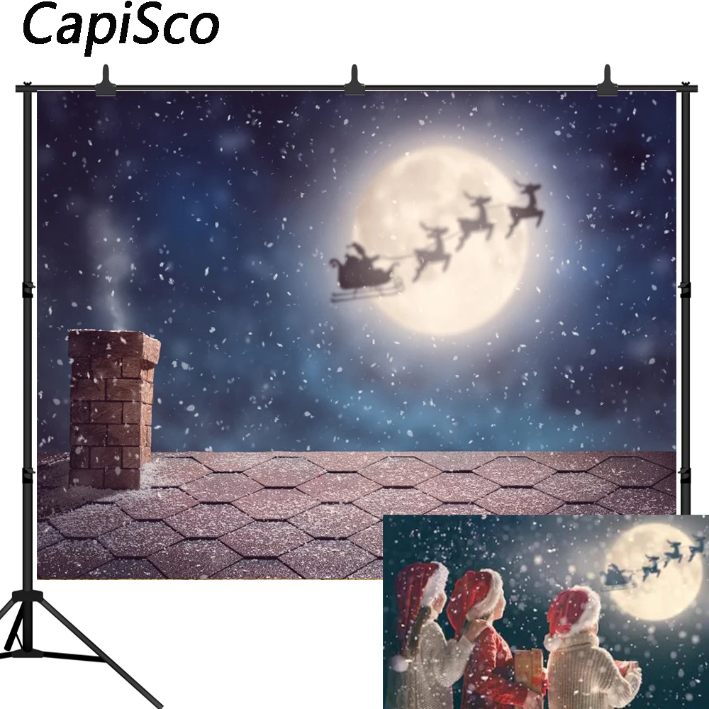 Capisco Рождественский фон для фотосъемки с Санта Клаусом мушками санями