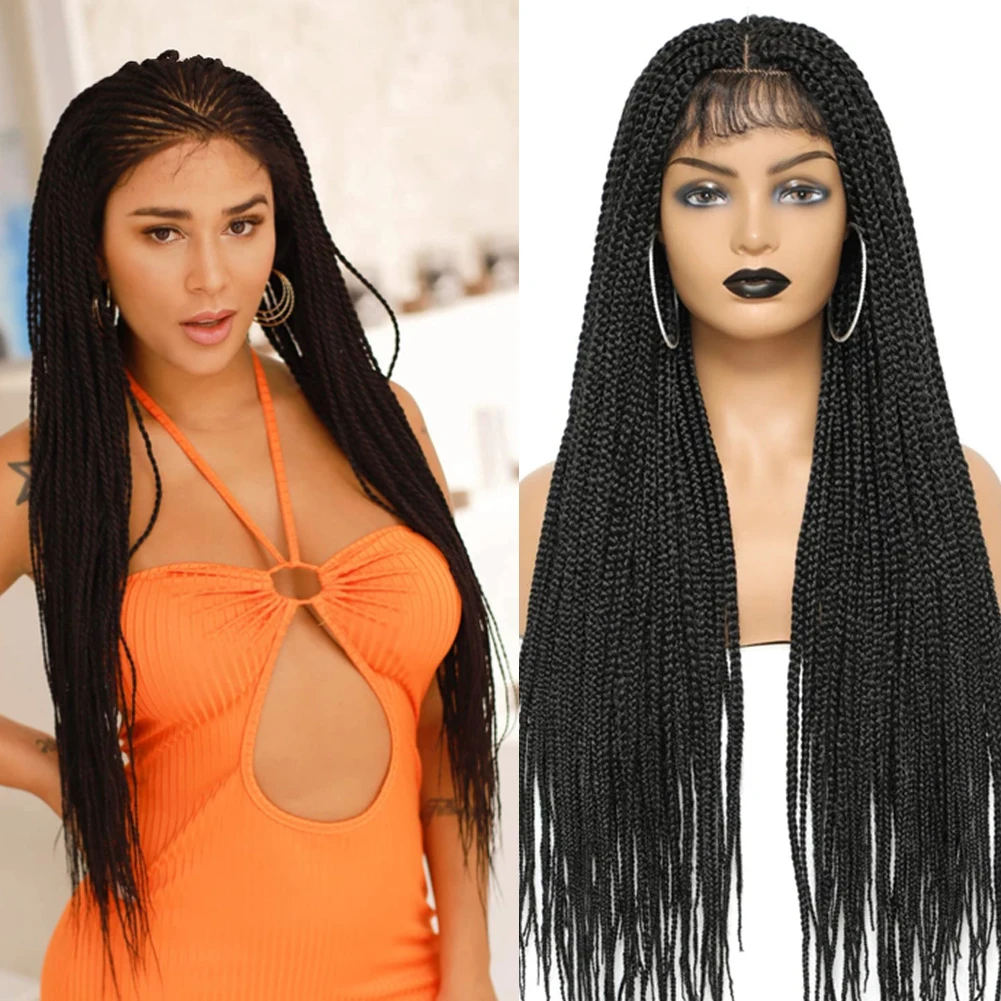 

30 Inch Synthetic Box Braids Wigs Lace Front Braided Wigs With Baby Hair African Braids Lace Front Wigs For Black Women
