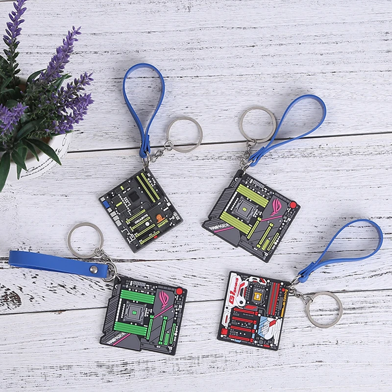 

New Fashion Simulation Cartoon Computer Motherboard Keychain Unisex Car Bag Key ring Pendant Gift For Computer Enthusiasts