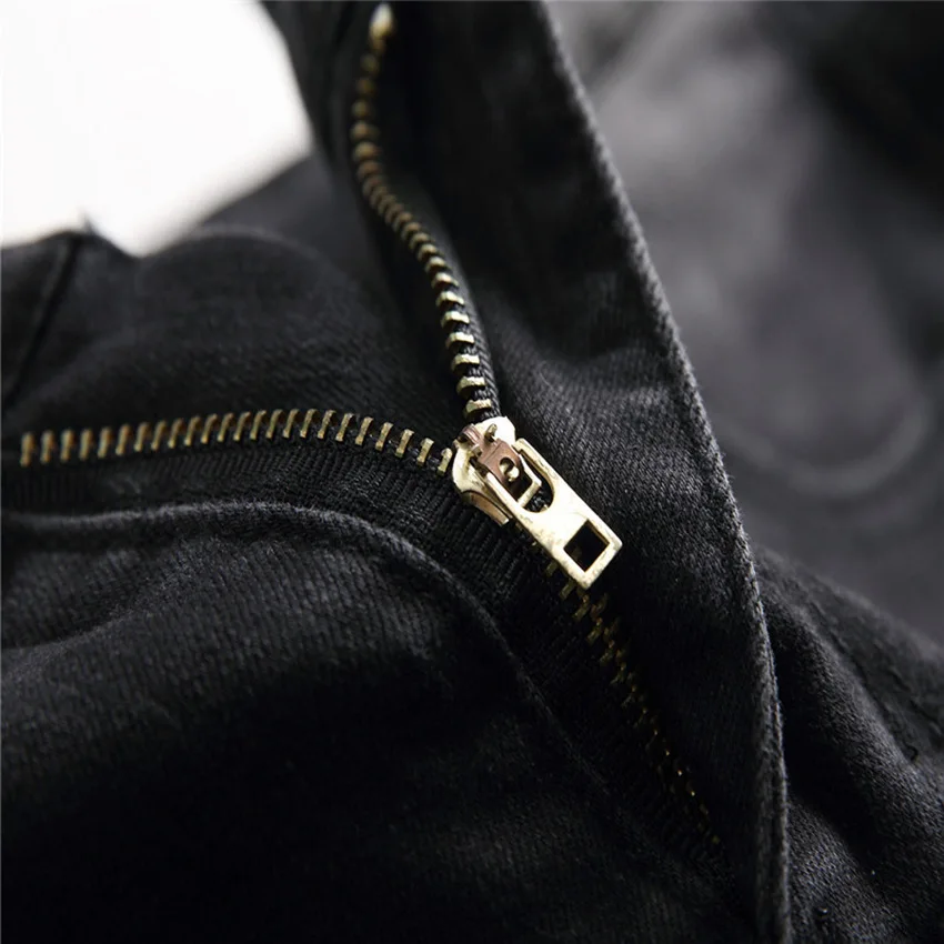 Высококачественные черные мужские байкерские джинсы в стиле панк хип-хоп