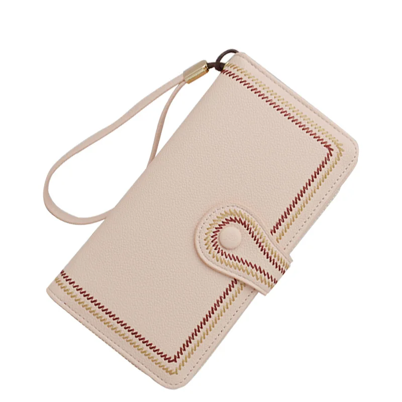 

Elegant Women Leather Long Wallet Buckle Strap Zipper Clutch Bag Female Three Layers Wallets Versatile Money Cards Bags Purses