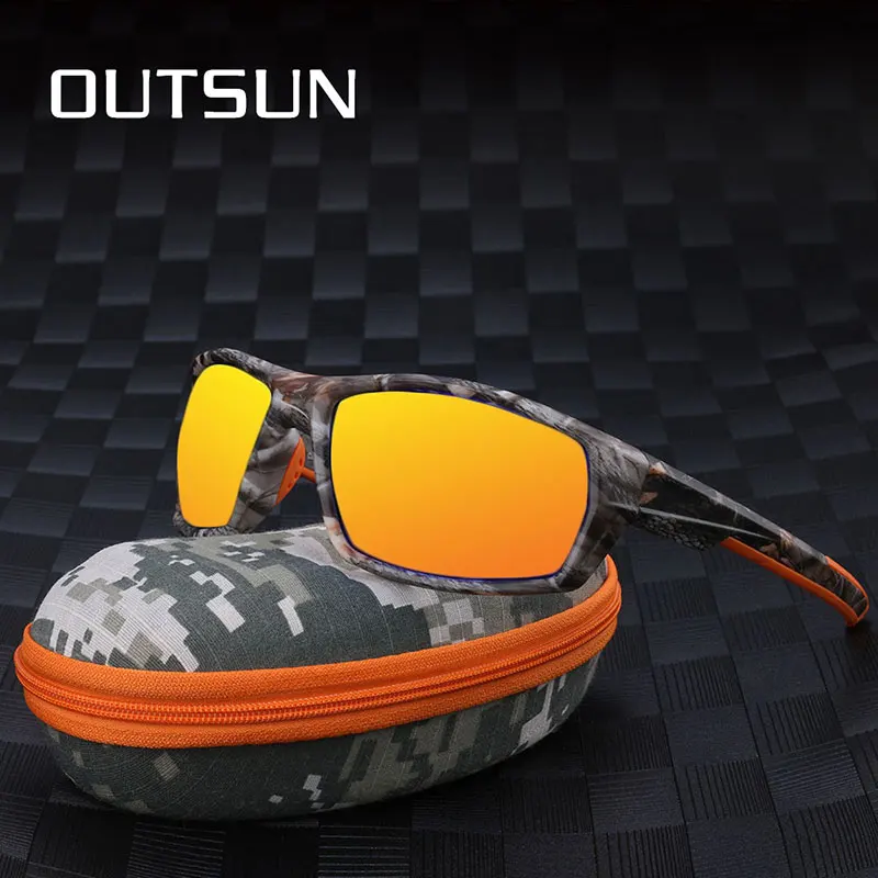 Мужские и женские камуфляжные очки OUTSUN, поляризационные солнцезащитные очки с линзами UV400, черная камуфляжная оправа для вождения и рыбалки, 2020