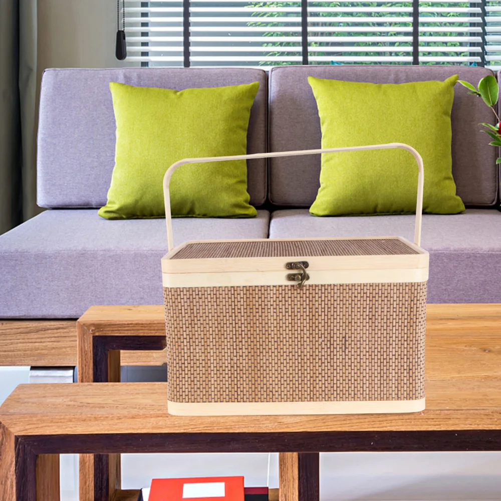 

Bamboo Weaving Gift Wrapping Basket Portable Household Storage Basket Organizer