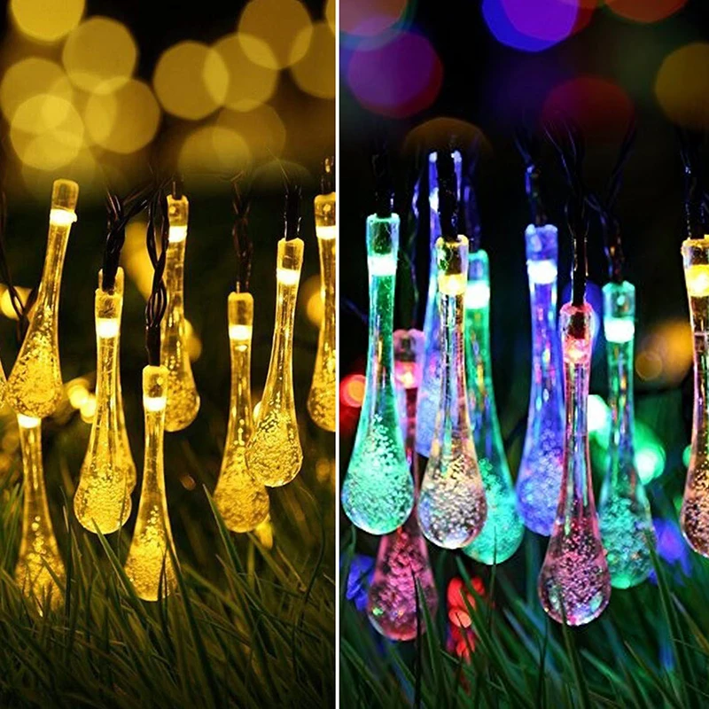 30/100 LED Solar String Lights Waterproof Raindrop Fairy for Patio Garden Party Lawn Holiday Decorations | Лампы и освещение