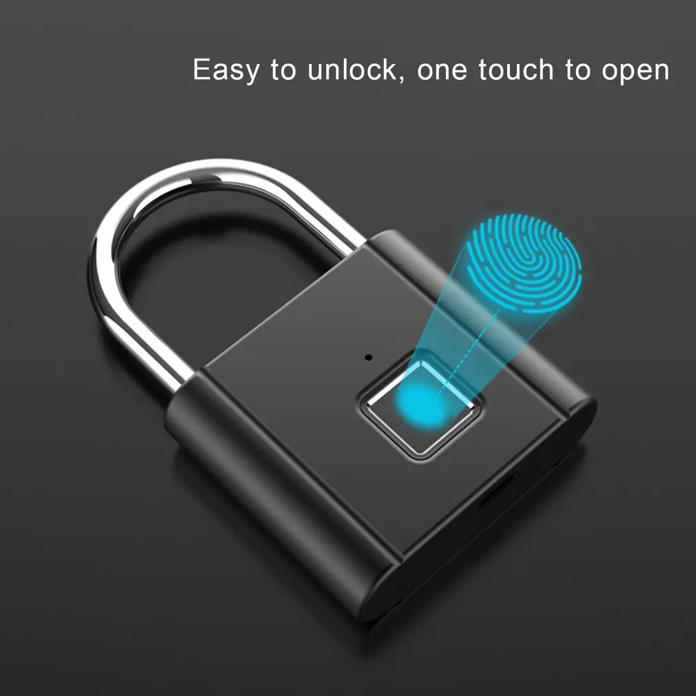 

1Pc Keyless USB Rechargeable Door Lock Fingerprint Smart Padlock Quick Unlock Zinc alloy Metal Self Developing Chip