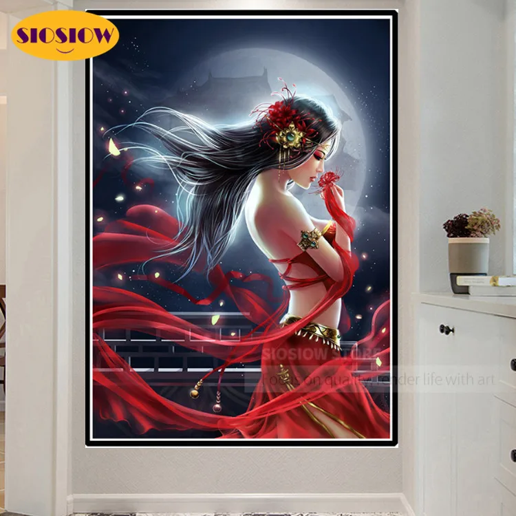 5D DIY Diamond Painting Anime Beauty Woman Poster Crystal Full Drill Square 3D Embroidery Cross-stitch Bedroom Decorate | Дом и сад
