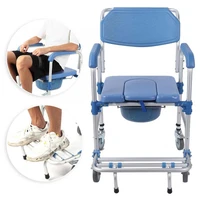 handicap adjustable folding portable mobile toilet chairs bath chair commode chair for elderly bedside