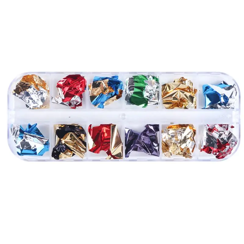 12 балок/Набор для дизайна ногтей цветной Блестящий бумажный лист хлопья