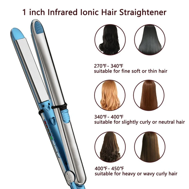 

Flat Iron Hair Straightener Ceramic Hair Curler Curling Tongs PRO 450F Temperature 11/4 plate Titanium Hair Iron Straightening