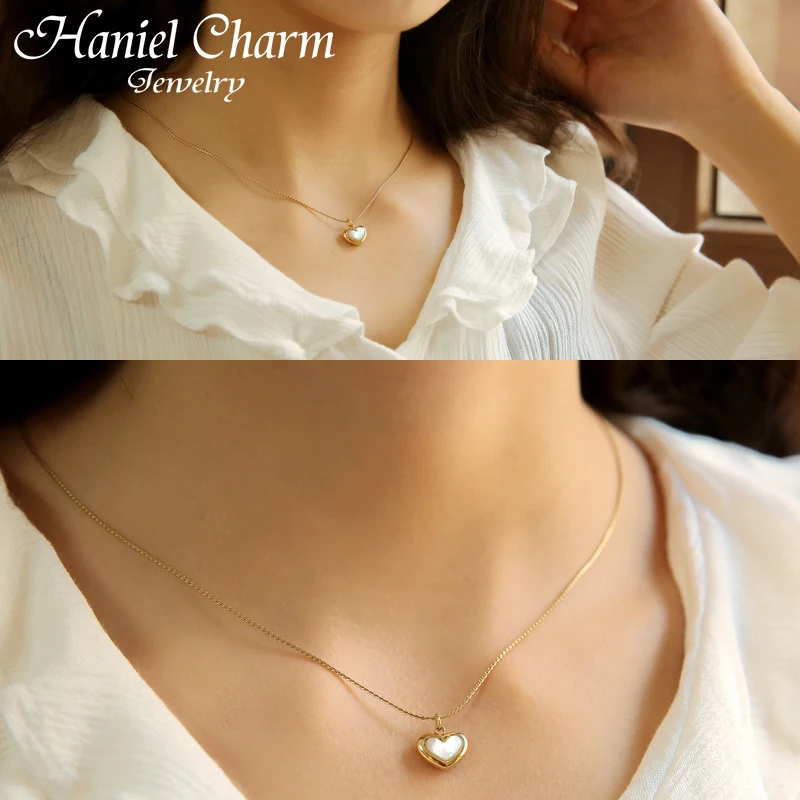 

Kpop The Neck Minimalist Pendant stainless steel choker Heart love necklaces for women gold snake chain shell necklace jewelry