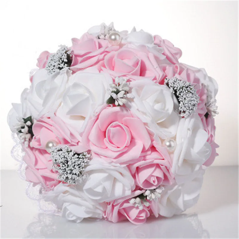 

Artificial PE Rose Bridesmaid Wedding Foam Flowers Rose Bridal Bouquet Ribbon Bride Holding Flower Wedding Bouquet Decoration