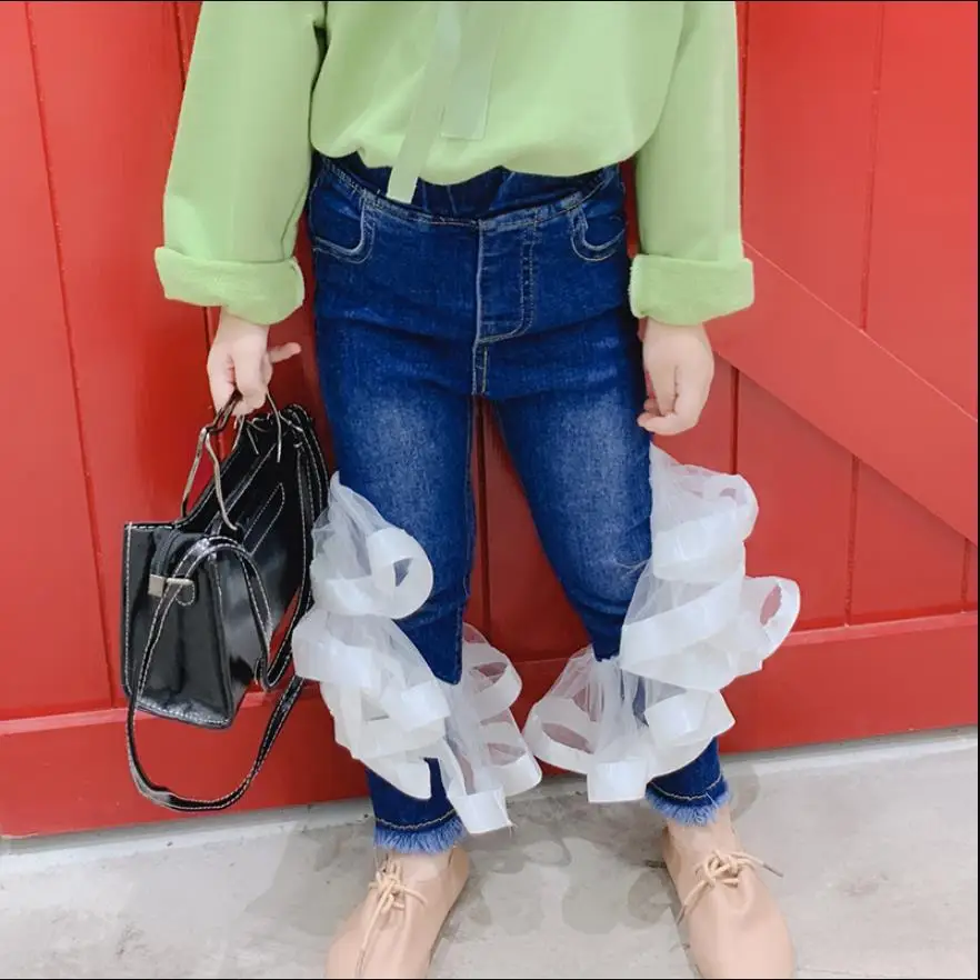 Новинка весна осень 2020 джинсовые брюки в стиле пэчворк детские с эластичным