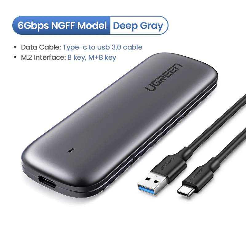 B-key NGFF - 6Gbps Ugreen M2 SSD чехол NVME корпус M.2 для usb type C 3,1 SSD адаптер для NVME PCIE NGFF SATA M/B Ключ SSD диск коробка M.2 SSD чехол - Цвет: B-key NGFF - 6Gbps
