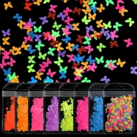 5mm fluorescence nail glitter flakes neon colorful butterfly shape sequins for nails diy accessories manicure art decorations