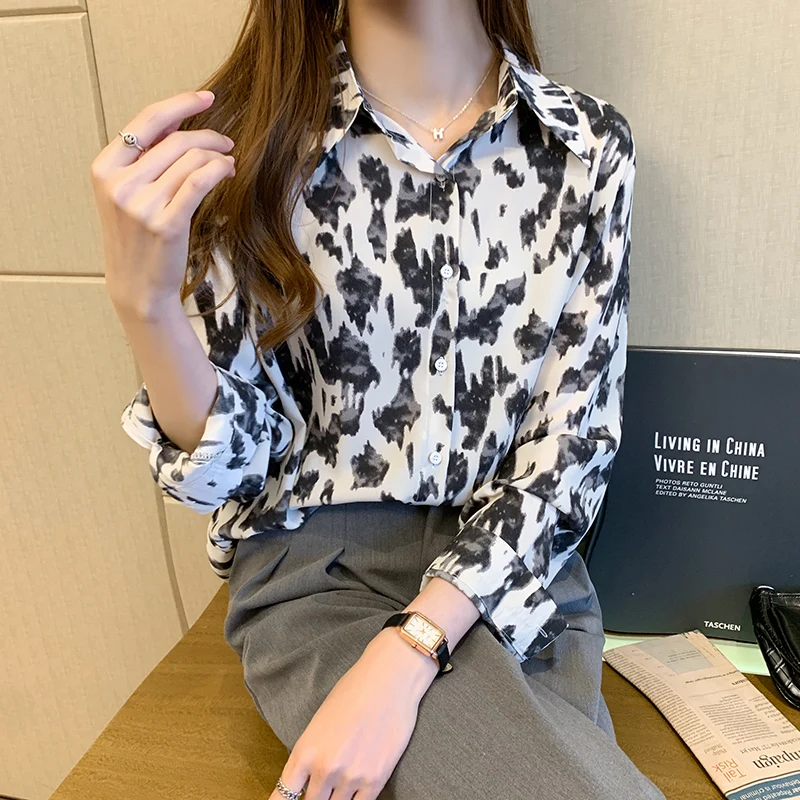 Осенняя свободная уличная одежда в Корейском стиле блузка с длинными рукавами