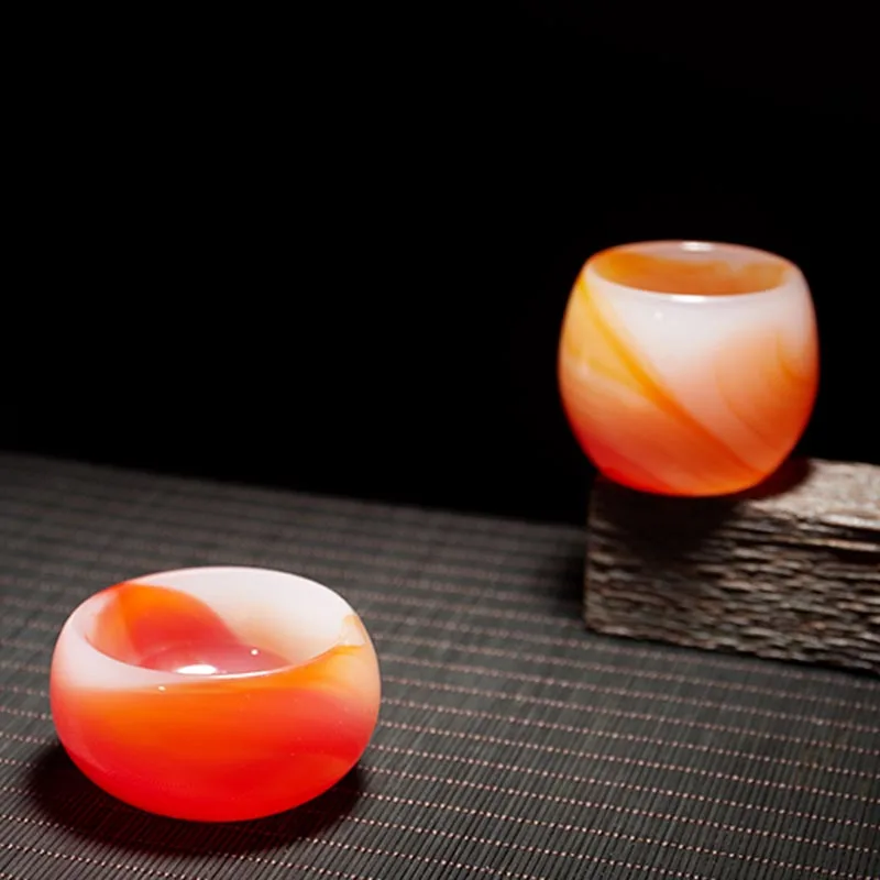 Красный агат узор Jade фарфоровое ремесло Цветной Стекло Чай чашки Керамика чайный