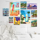 Винтажные французские постеры и принты в стиле ретро, дорожная живопись на холсте, Пляжный Пейзаж Французской Полинезии, настенные картины для домашнего декора