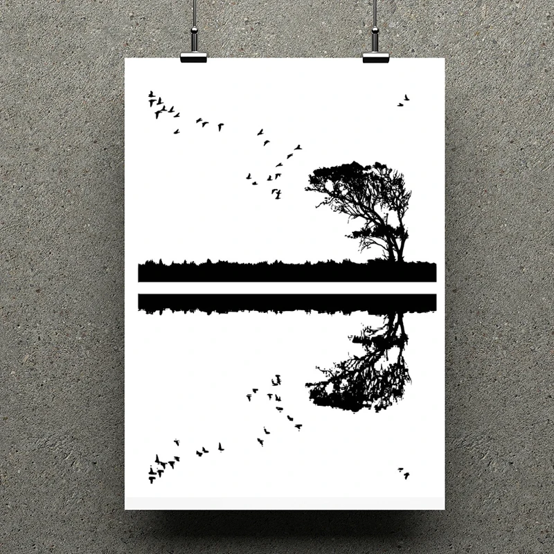 Прозрачные штампы AZSG с инвертированным изображением птиц и деревьев для