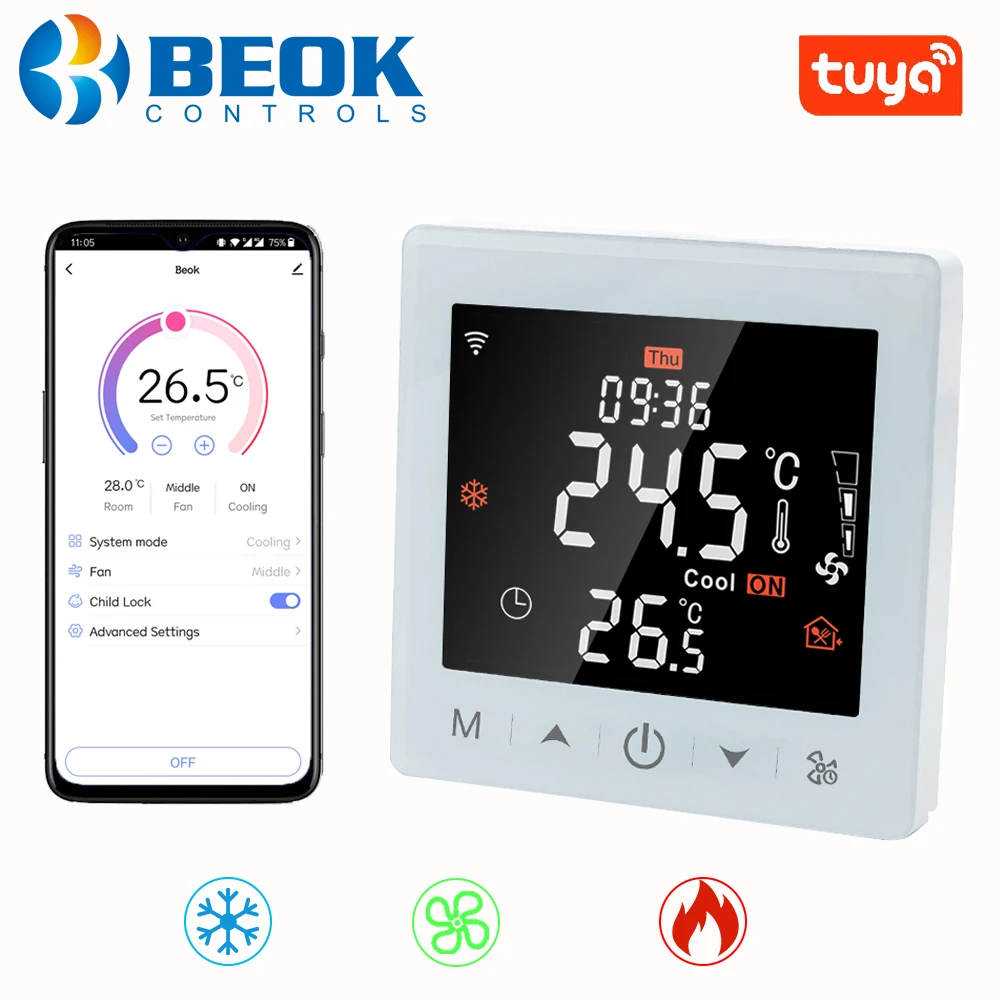 

Умный регулятор температуры Beok, терморегулятор нагрева воды, пола, кондиционера, все в одном, Wi-Fi, термостат работает с Alexa