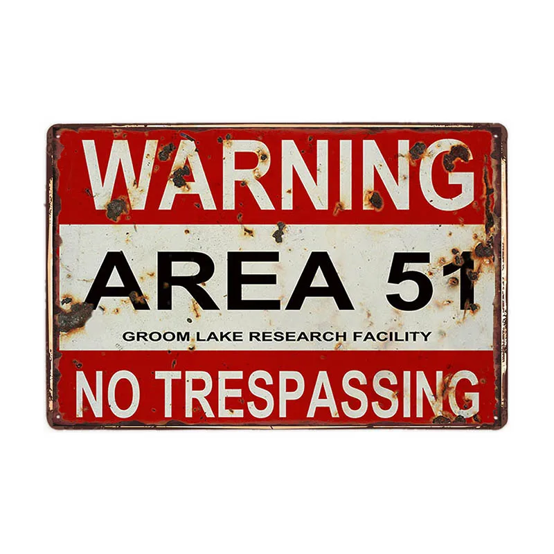 Цвет: желтый Carteles De Metal Винтаж Area 51 Предупреждение Бар Декор Винтаж металлический знак Wall Art Для для гаража паба кафе стены Стикеры 20*30 см - Цвет: Цвет: желтый