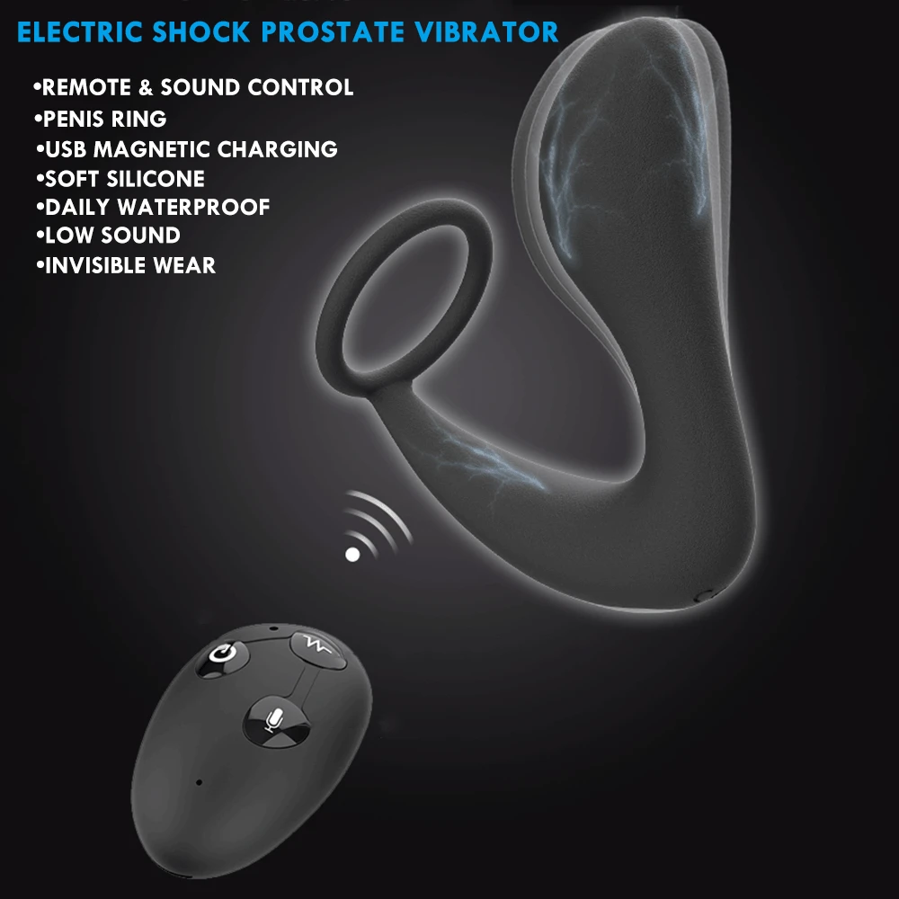 Electric Shock Vibrating Prostate Massager Men Anal Plug Remote Control Vibrator For Dildo Silicone Adult Sex Toys | Красота и