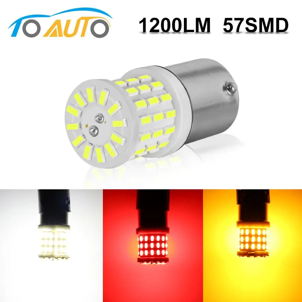 

1 шт. 1157 1156 3014 чипы BA15S P21W S25 BAY15D P21/5W светодиодные лампы 57Smd светодиодные автомобильные лампы стоп сигнала задний фонарь стоп-сигнала светильник