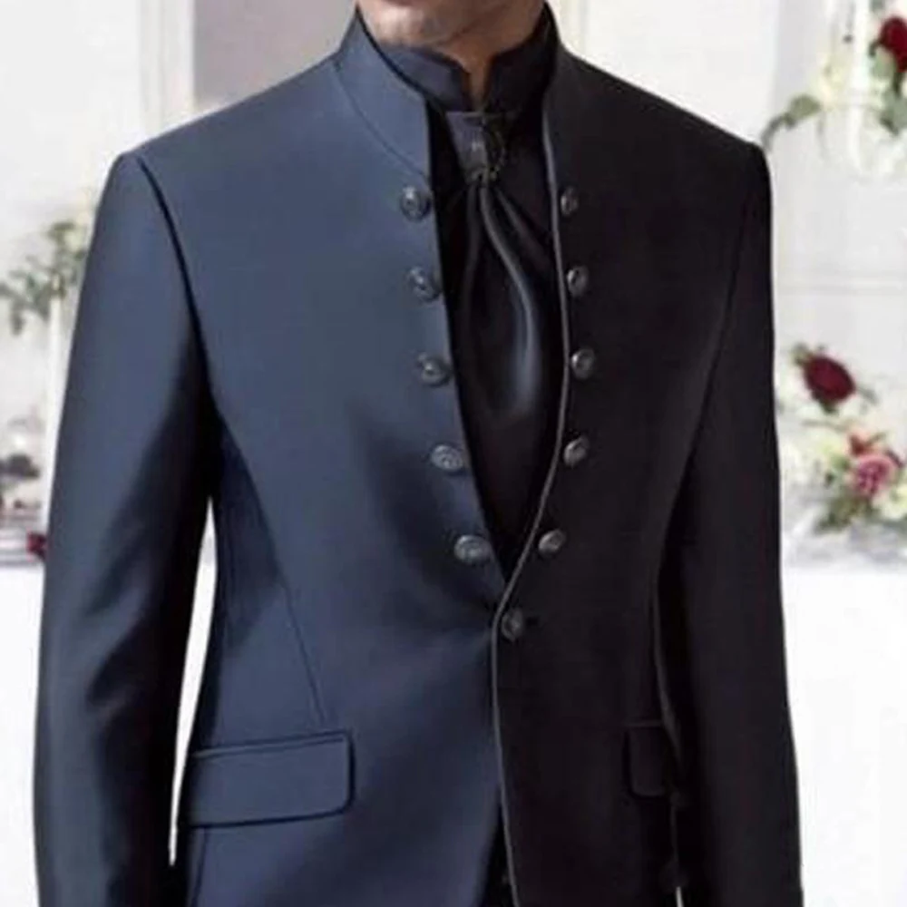 Men's stand-up collar groom tuxedo six buttons best man suit men's wedding suit two-piece jacket pants