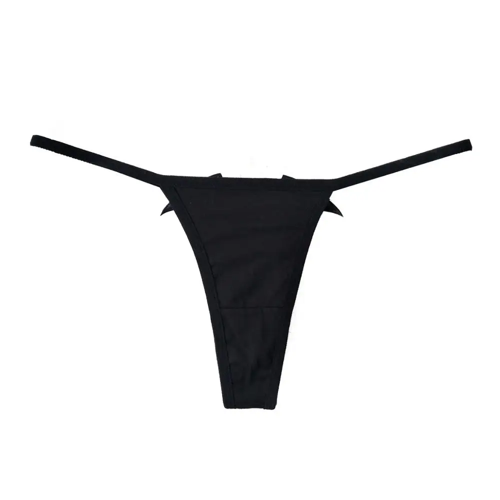 Женские трусики-стринги с крыльями дьявола черные белые в стиле аниме нижнее